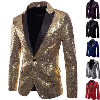 Veste de soirée homme à paillettes multicolores, style festif pour événements et fêtes