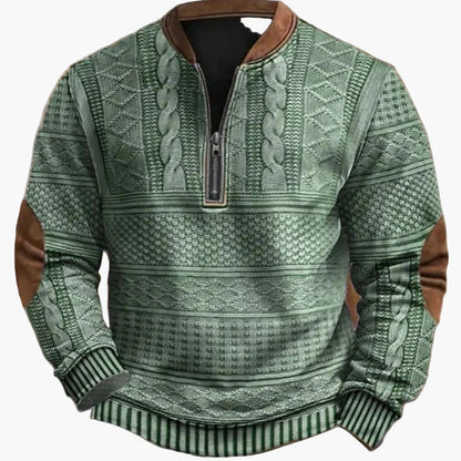 Sweat-shirt à demi-fermeture éclair pour homme style automne/hiver tendance - Pull chaud col montant casual
