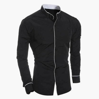 Chemise élégante à col montant pour homme – Style moderne et ajusté, idéale pour le bureau ou les occasions spéciales