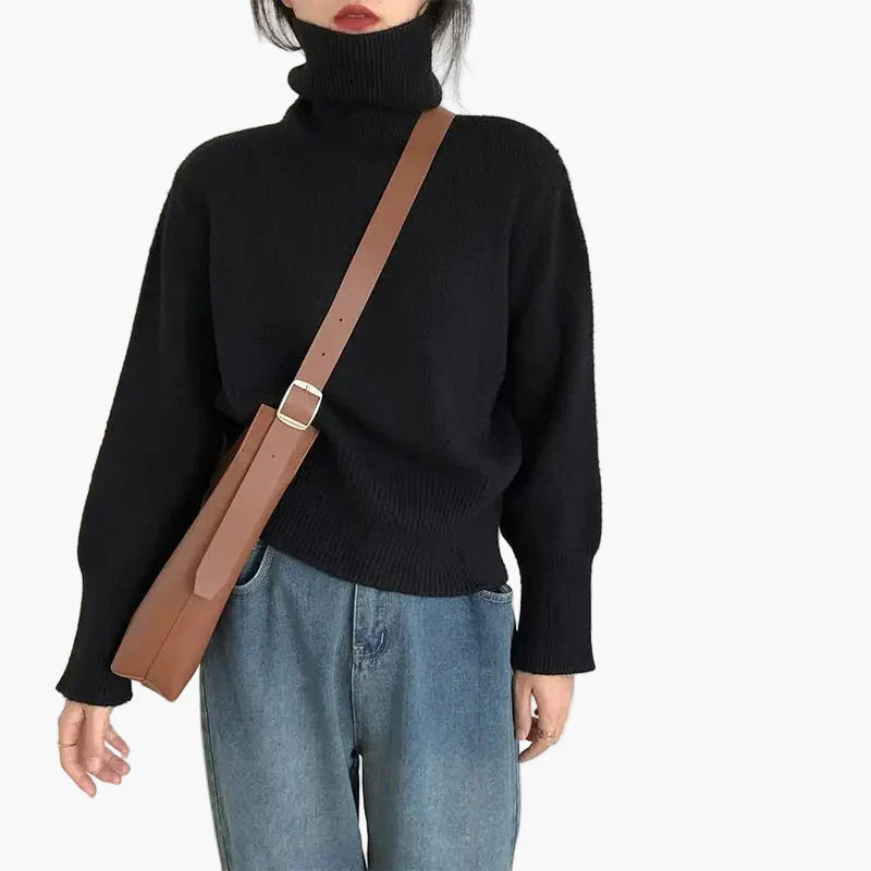 Pull col roulé ample style décontracté pour femme – Look chic et confortable pour l’automne et l’hiver