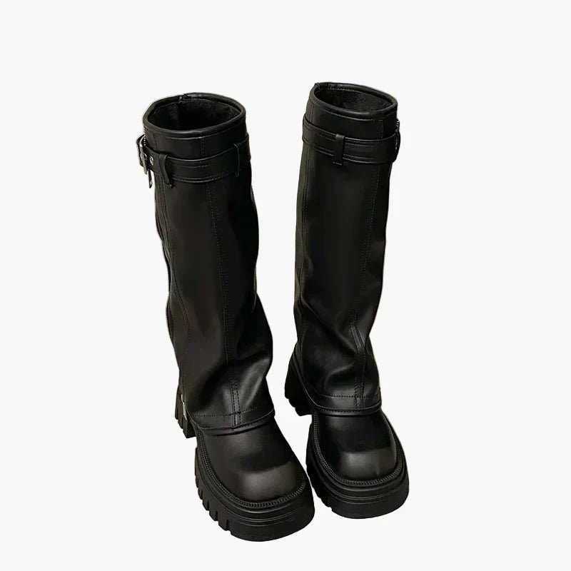 Bottes hautes plateforme style urbain pour femme – Look tendance et audacieux