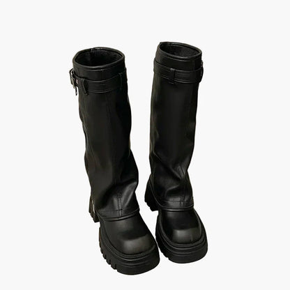 Bottes hautes plateforme style urbain pour femme – Look tendance et audacieux