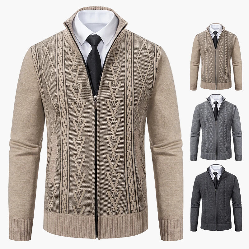 Gilet zippé homme style élégant à motif torsadé – Idéal pour affaires et sorties décontractées