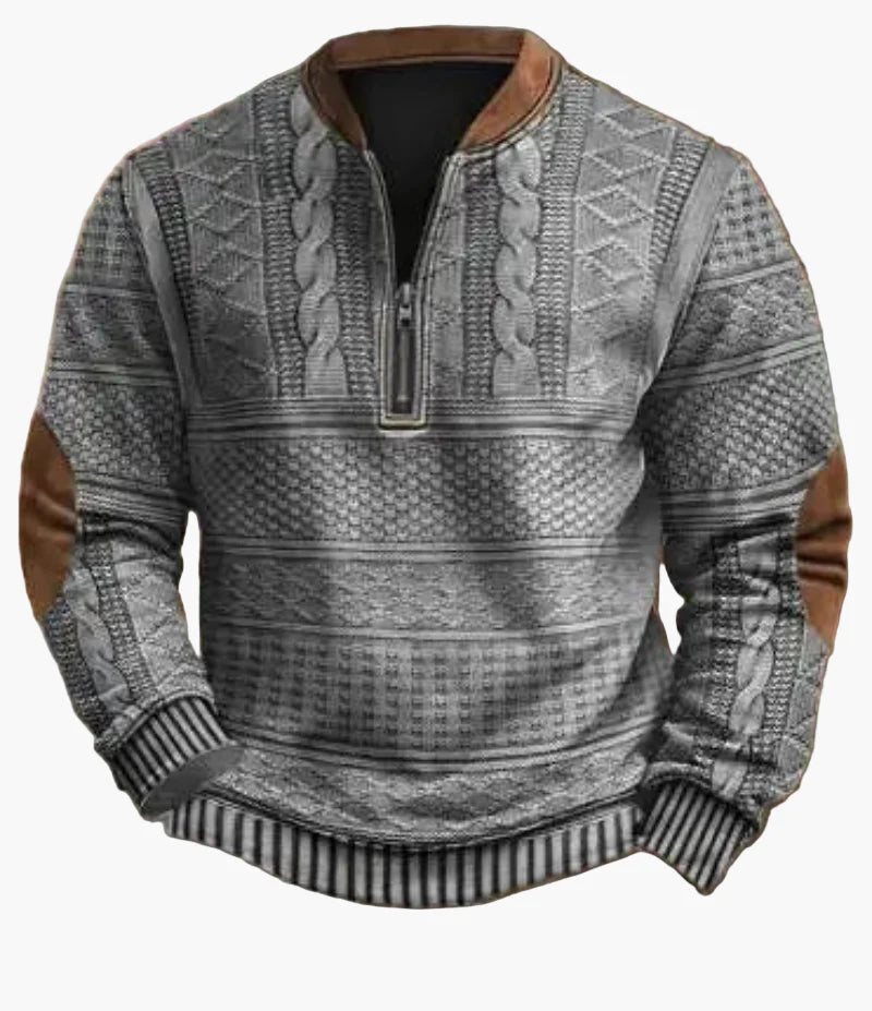 Sweat-shirt à demi-fermeture éclair pour homme style automne/hiver tendance - Pull chaud col montant casual