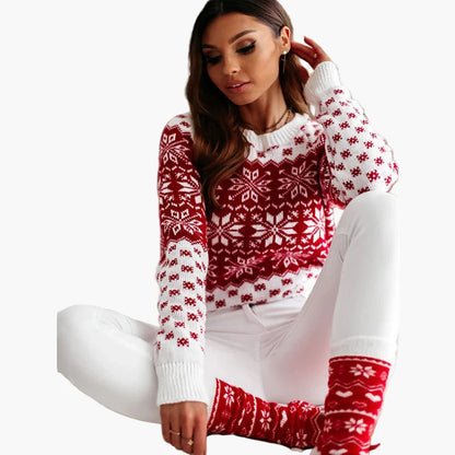 Pull de Noël Femme Motif Scandinave Idéal pour l'Hiver et les Fêtes