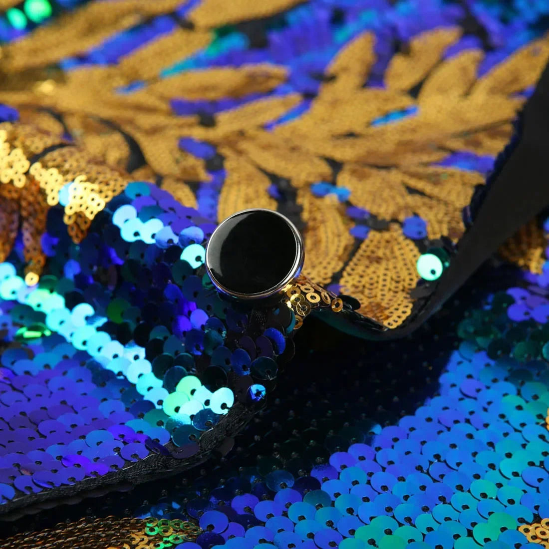 Veste de soirée homme style smoking à sequins motif botanique – Élégance pour événements spéciaux