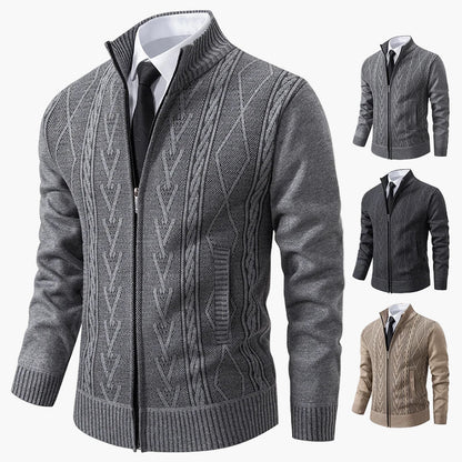 Gilet zippé homme style élégant à motif torsadé – Idéal pour affaires et sorties décontractées