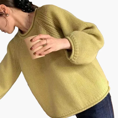 Pull Femme Style Décontracté Col Rond Manches Bouffantes Idéal Quotidien