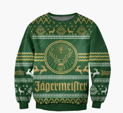 Pull de Noël homme style ugly sweater Jägermeister fête et cadeau original