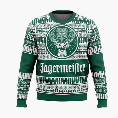 Pull de Noël homme style ugly sweater Jägermeister fête et cadeau original