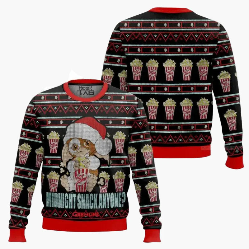 Pull de Noël unisexe style geek Gremlins – Sweat festif à motif Gizmo