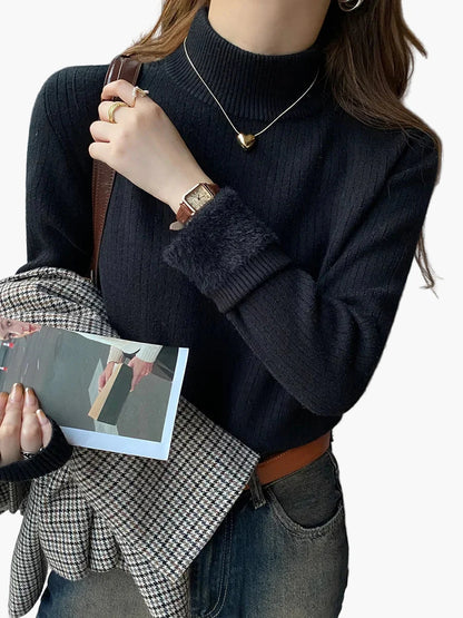 Pull Col Roulé Femme Élégant Style Décontracté pour Automne et Hiver