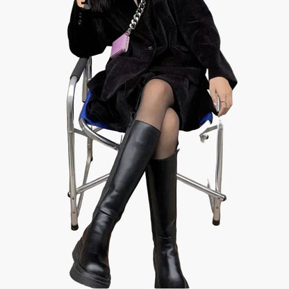 Bottes hautes à semelle épaisse pour femme - Style urbain et tendance