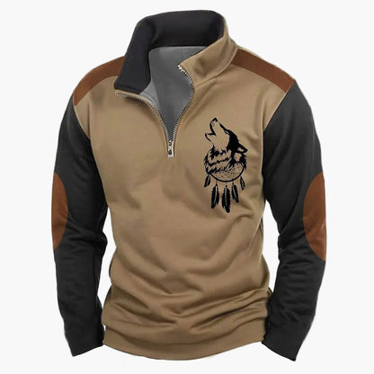 Sweat-shirt Homme Demi-zip Style Chasse Motif Cerf – Décontracté et Tendance