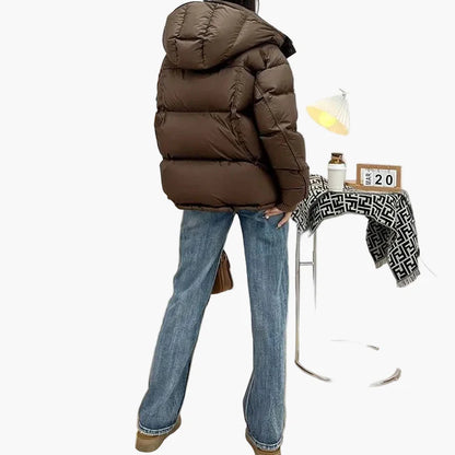 Doudoune épaisse femme style urbain avec capuche pour hiver – veste chaude décontractée