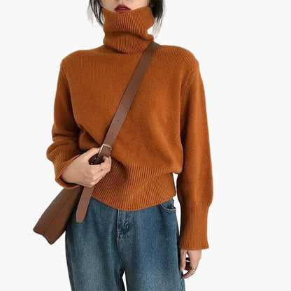 Pull col roulé ample style décontracté pour femme – Look chic et confortable pour l’automne et l’hiver