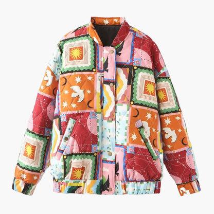 Veste matelassée patchwork style bohème pour femme - Mode urbaine et originale