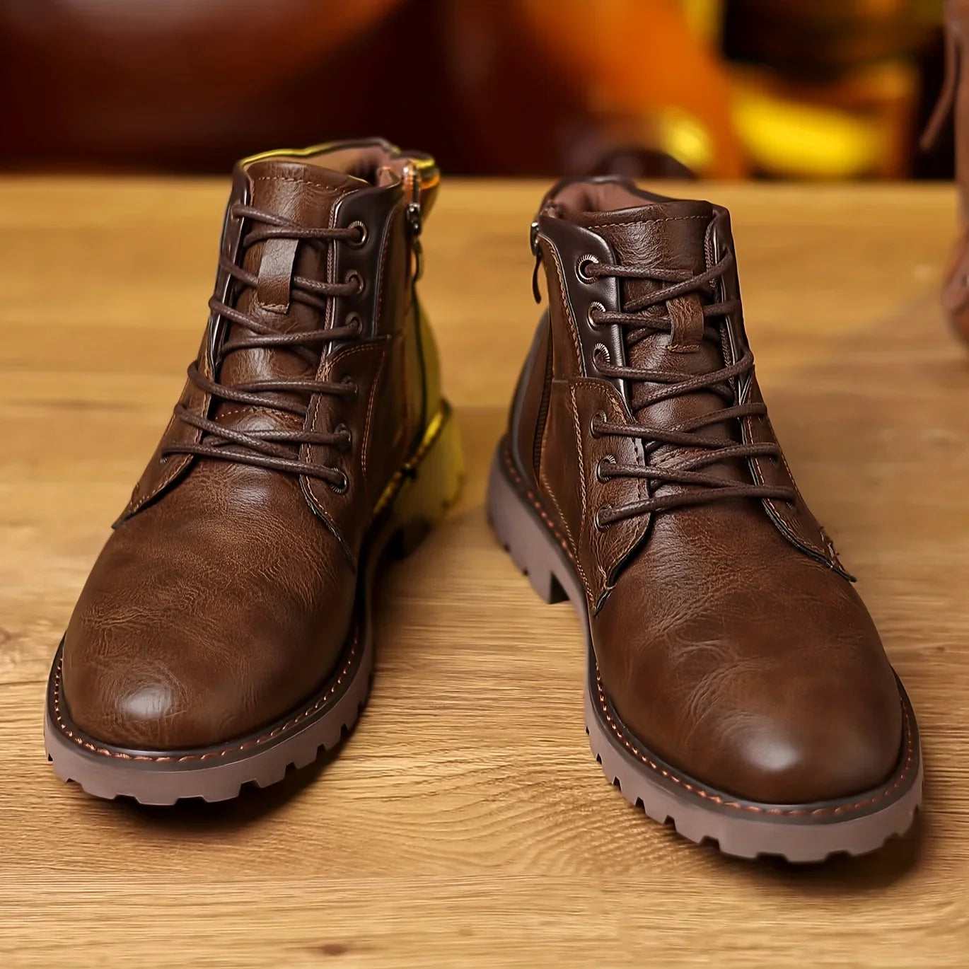 Damon – Bottines en Cuir Classiques pour Hommes avec Semelle Robuste et Fermeture Éclair Latérale