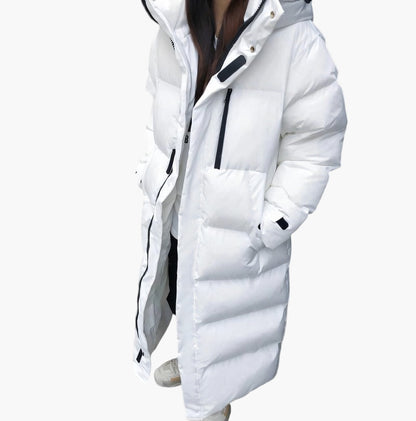 Manteau Long Matelassé d’Hiver Femme Style Puffer avec Capuche, Mode et Protection Quotidienne