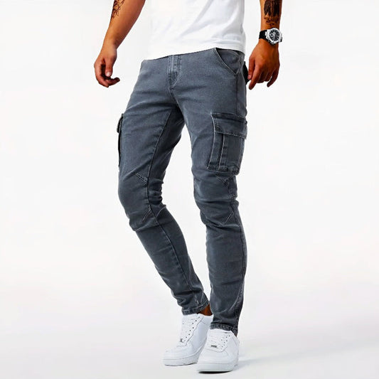 Pantalon Cargo en Denim Multi-Poches pour Hommes