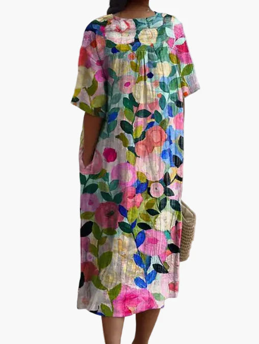 Casual summer dress for women, loose fit, bohemian floral style