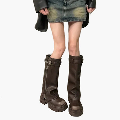 Bottes hautes plateforme style urbain pour femme – Look tendance et audacieux