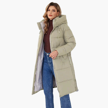 Manteau d'hiver long matelassé à capuche pour femme, style urbain chaud