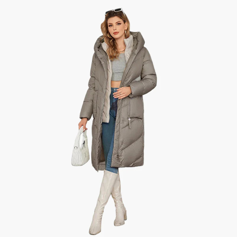 Manteau doudoune long femme style urbain élégant hiver