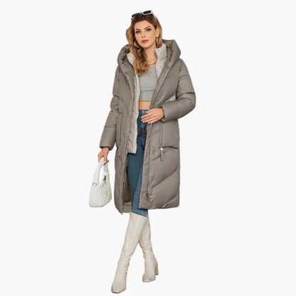 Manteau doudoune long femme style urbain élégant hiver