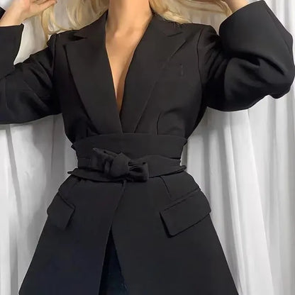 Carol – Robe Blazer Femme à Manches Longues avec Ceinture