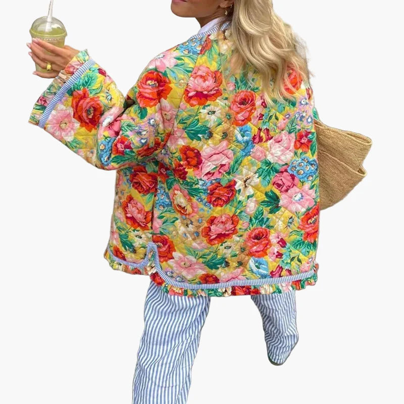 Veste matelassée bohème pour femme style floral oversize idéale pour le printemps