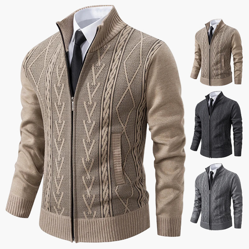 Gilet zippé homme style élégant à motif torsadé – Idéal pour affaires et sorties décontractées