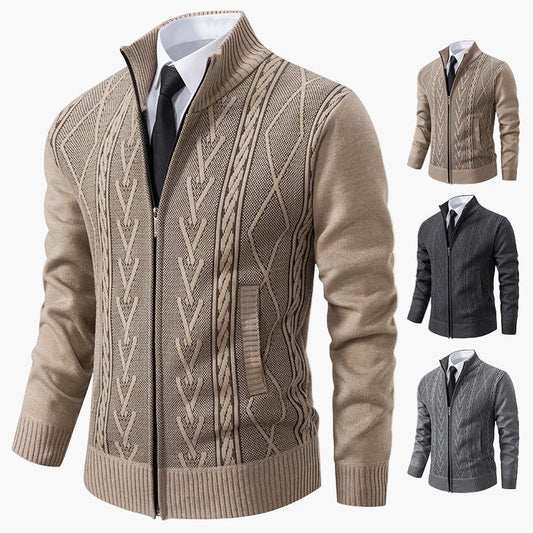 Gilet zippé homme style élégant à motif torsadé – Idéal pour affaires et sorties décontractées