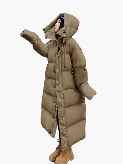 Manteau d’Hiver Long Matelassé Femme avec Capuche - Style Décontracté et Chaud