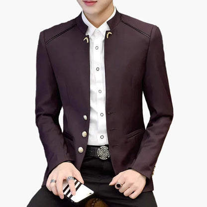 Veste élégante col mao pour homme style urbain chic soirée et bureau