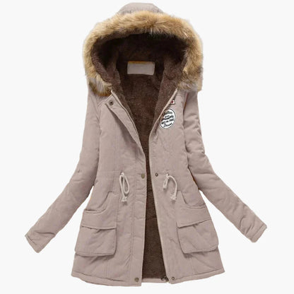 Manteau d'hiver femme style coréen avec capuche et doublure chaude, coupe mi-longue, grande taille, élégant et décontracté