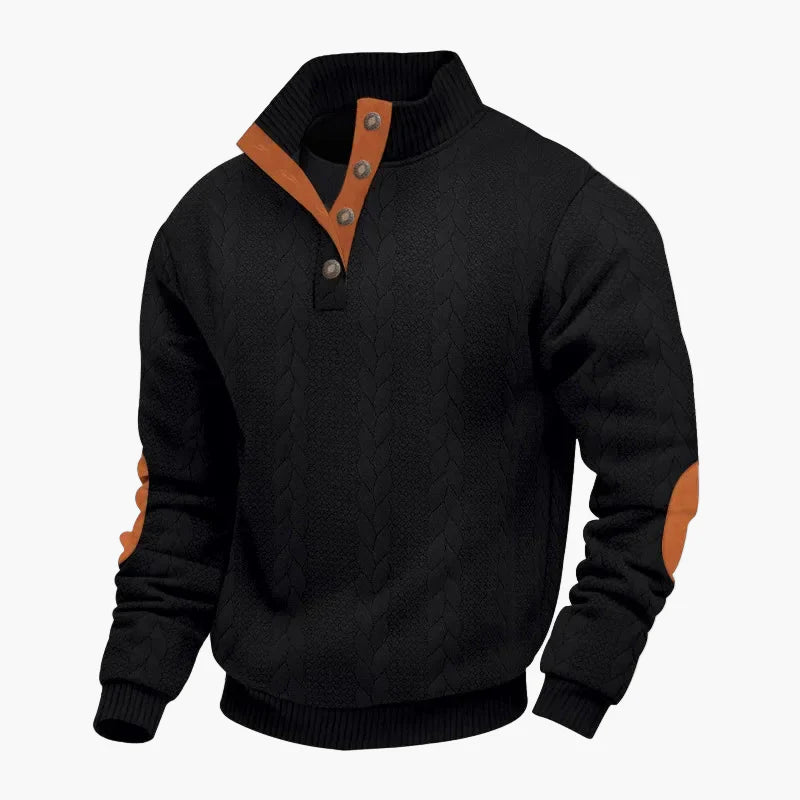 Pull à boutons col montant style torsadé pour homme, casual chic et confortable