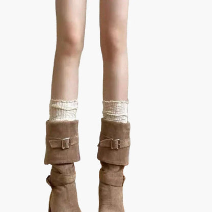 Bottes hautes à talon pour femme style décontracté avec boucles – Look tendance urbain