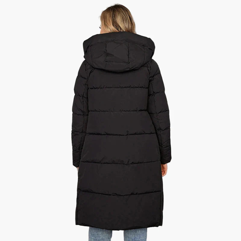 Manteau d'hiver long matelassé à capuche pour femme, style urbain chaud