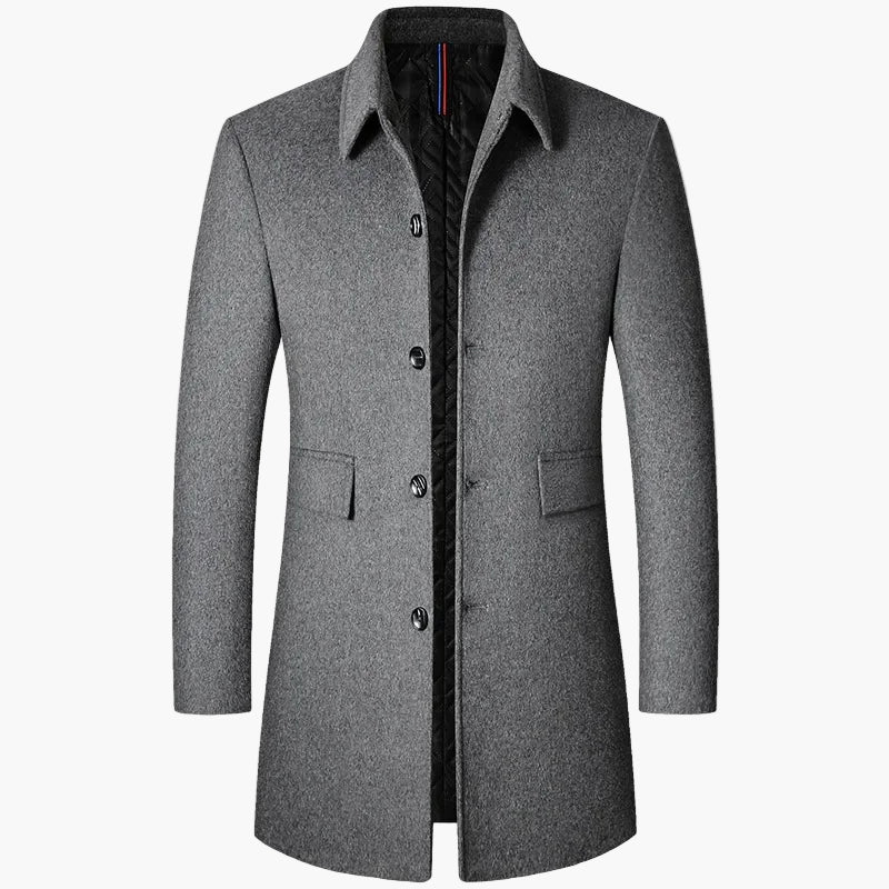 Manteau élégant homme style coréen mi-long, trench à revers pour look moderne et urbain