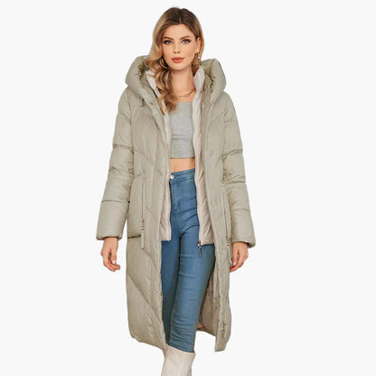 Manteau doudoune long femme style urbain élégant hiver