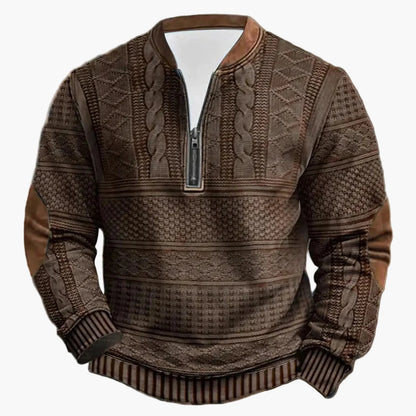 Sweat-shirt décontracté homme à col montant style tricot, manches longues, idéal pour extérieur et loisirs