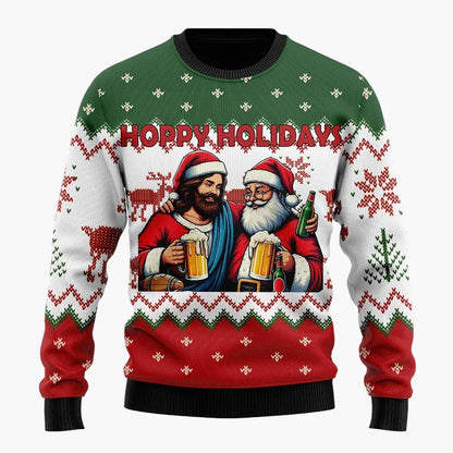 Pull de Noël Homme Style Humoristique Santa Beer - Idéal Fêtes et Cadeaux