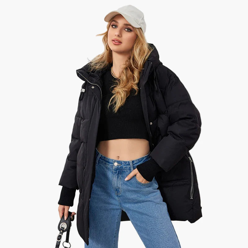 Manteau doudoune femme style urbain chaud pour l'hiver - coupe décontractée avec capuche