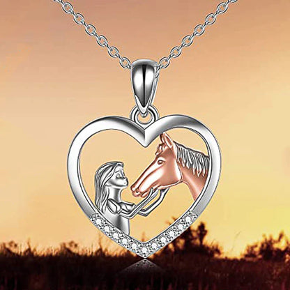 Tara – Collier d'Amitié Femme avec Pendentif Fille et Cheval