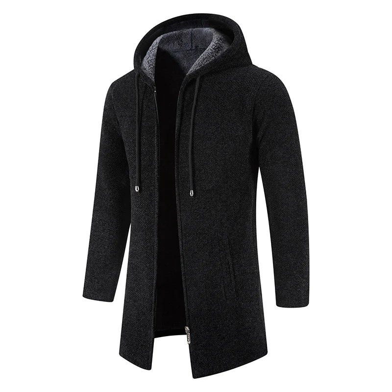 Paul – Manteau Long à Capuche en Tricot pour Hommes avec Capuche en Polaire