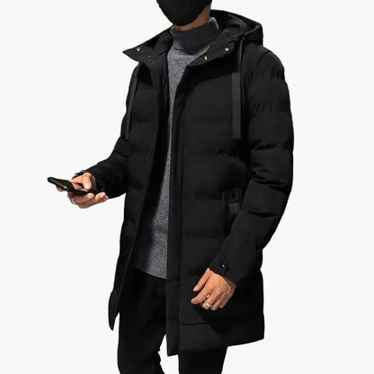 Manteau d'hiver homme style long urbain avec capuche - Mode décontractée et chaude