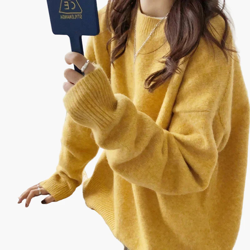 Pull oversize style rétro pour femme, look décontracté et tendance, idéal automne hiver