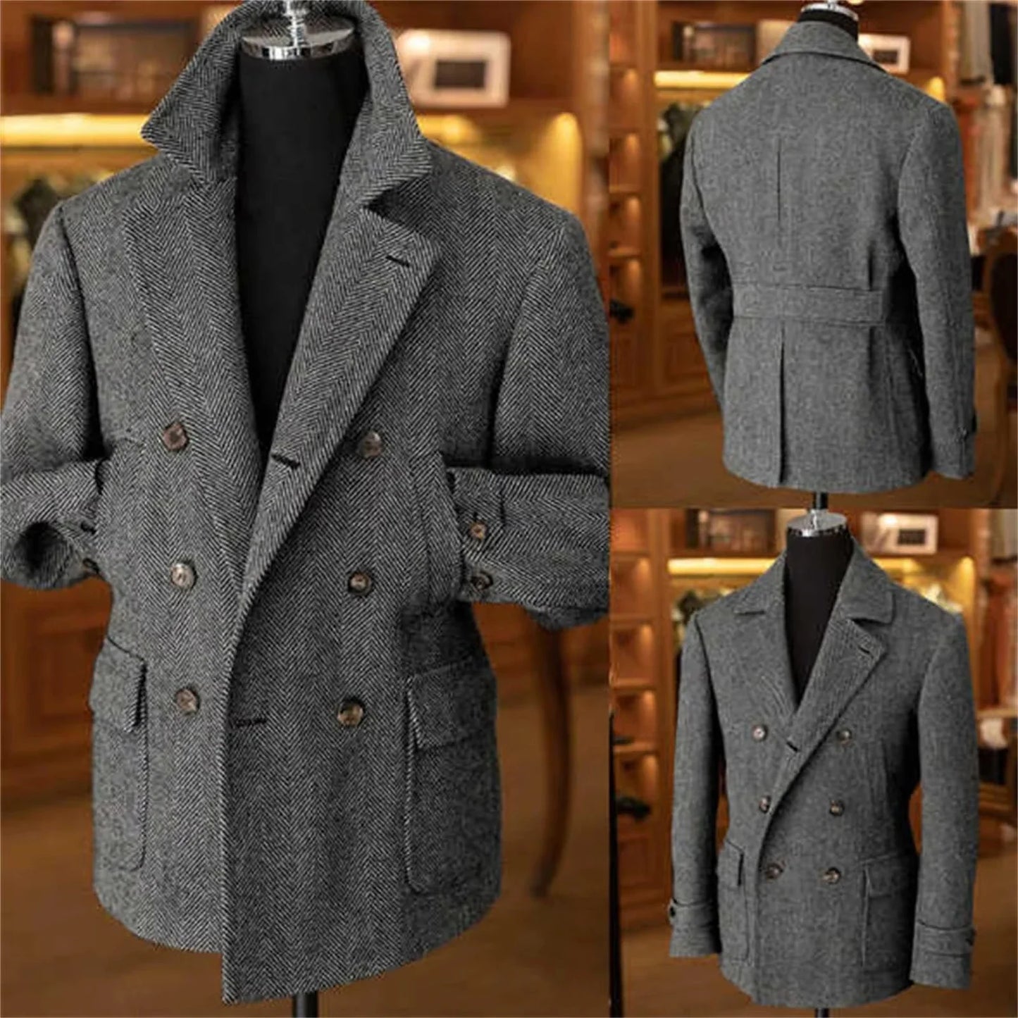 Veste blazer croisée style vintage pour homme – Élégance classique pour occasions habillées et décontractées