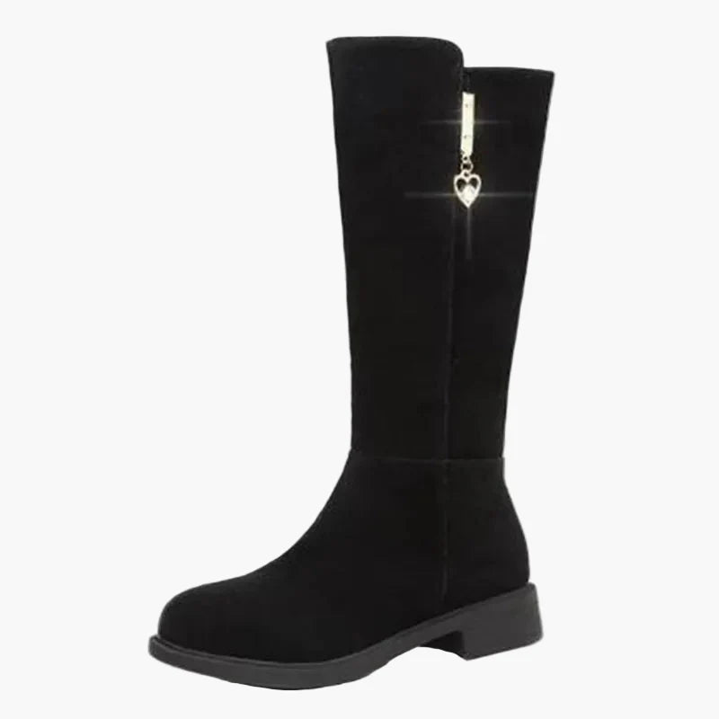 Bottes hautes femme élégantes avec fermeture éclair décorative pour l'automne et l'hiver